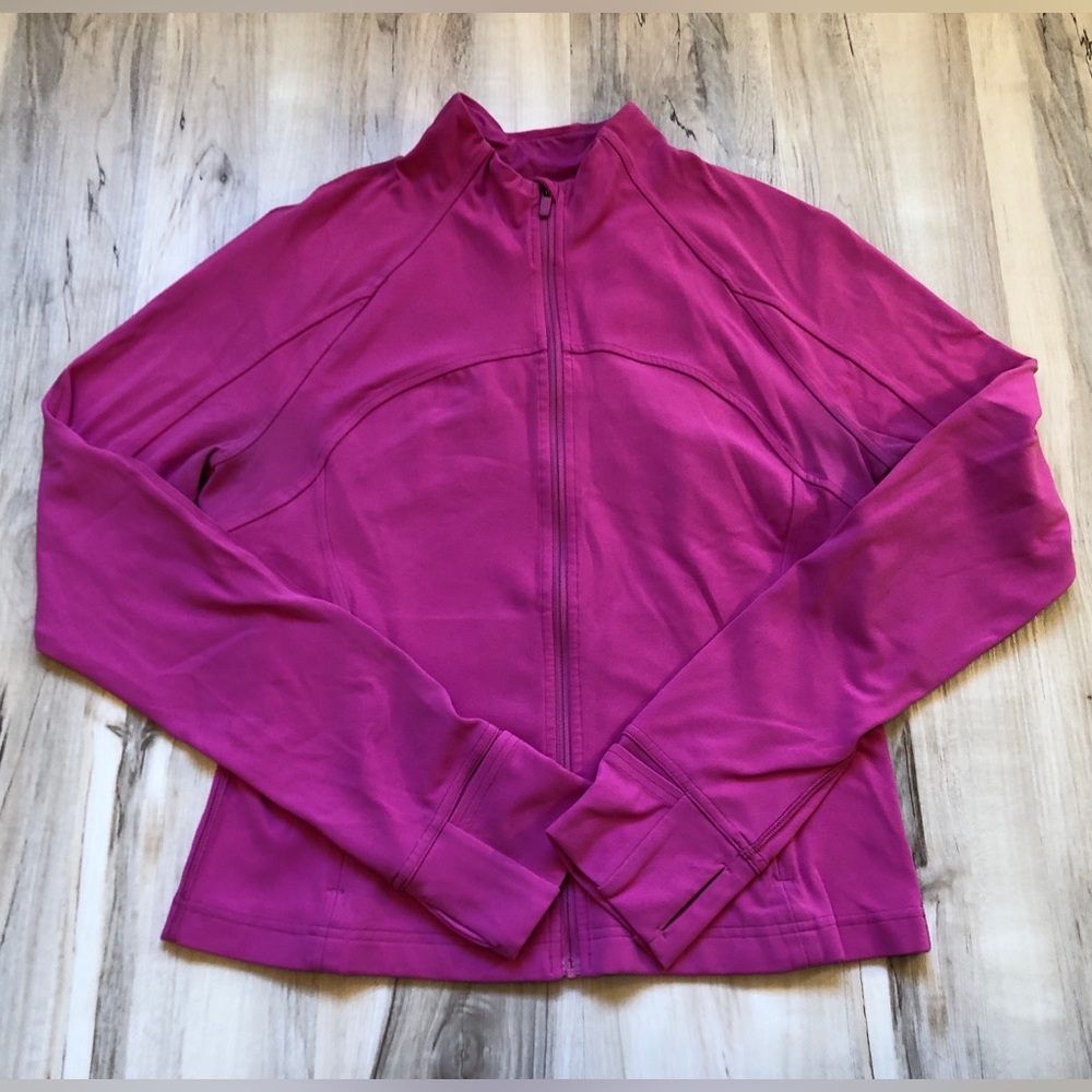 Lululemon Forme Jacket Sz 10 Pink Luon Full Zip Thumbhole Yoga Running Gym